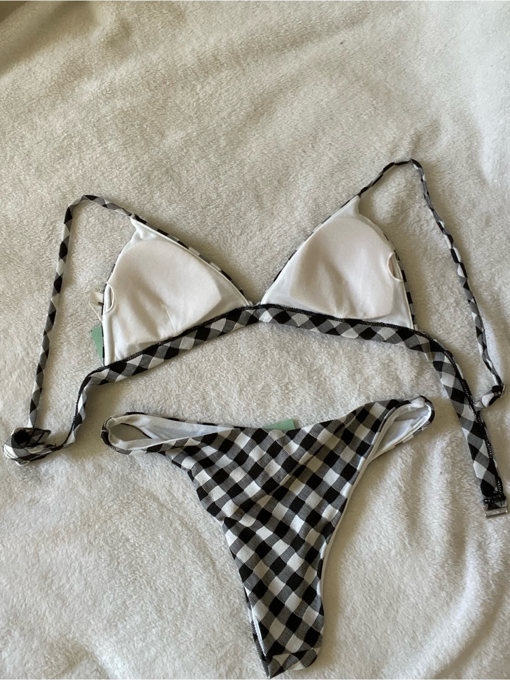 Tilly's Black and White Gingham Triangle Bikini - Picture 3 of 3